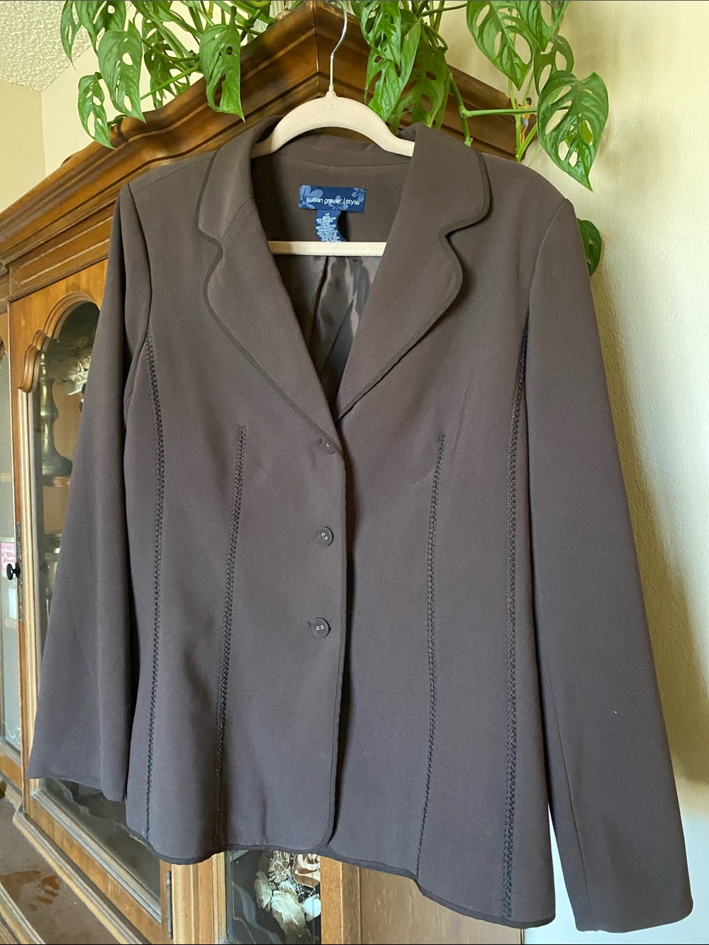 Susan Graver Chocolate Brown Tailored Blazer